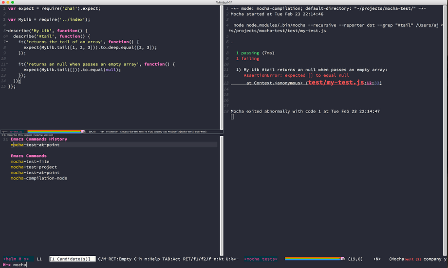 Emacs Mocha Runner在行动